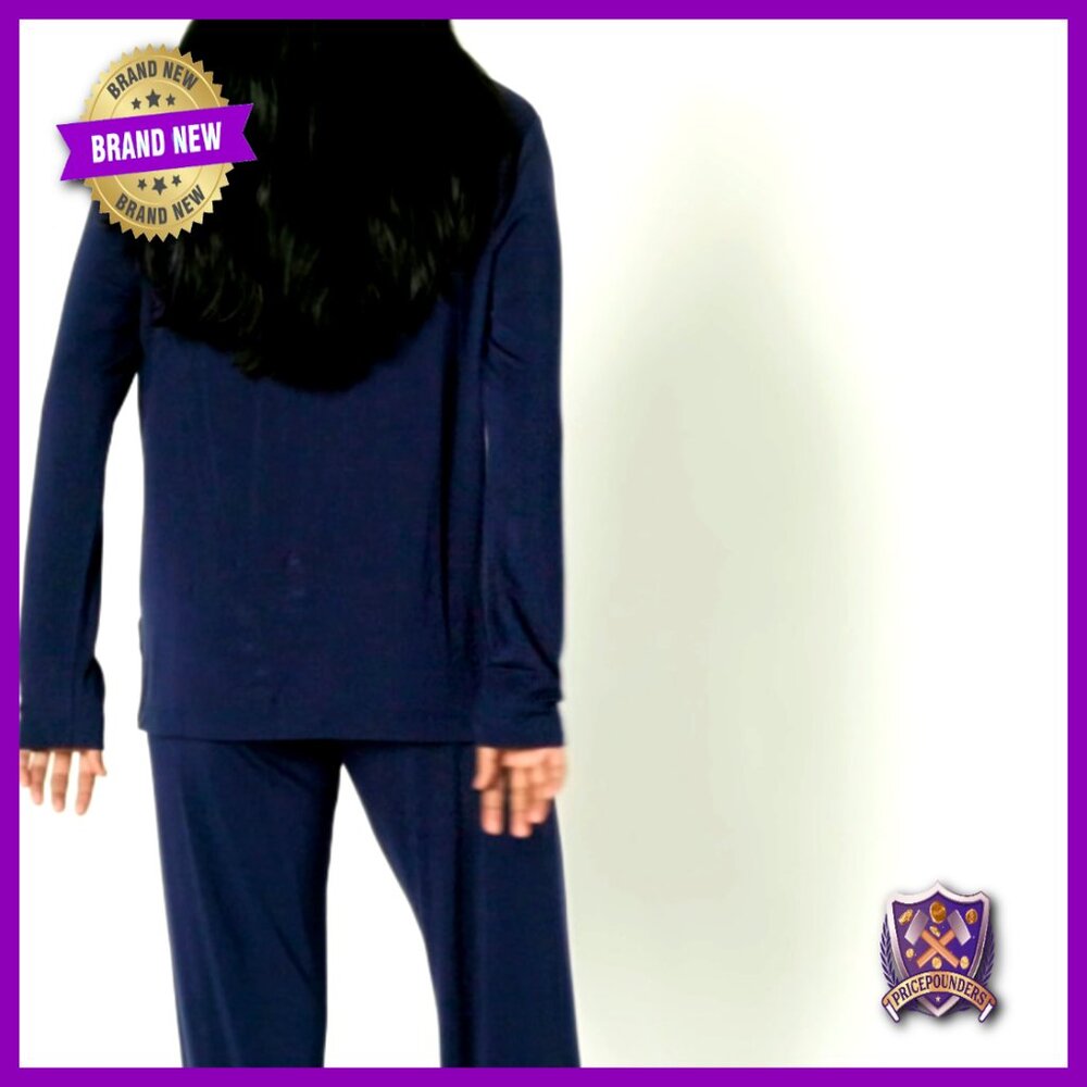 Women's Long Sleeve Henley Pajama Set Modal Jersey Large Relaxed Fit - Picture 7 of 7